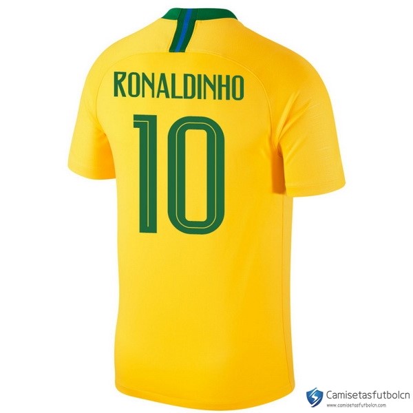 Camiseta Seleccion Brasil Primera equipo Ronaldinho 2018 Amarillo
